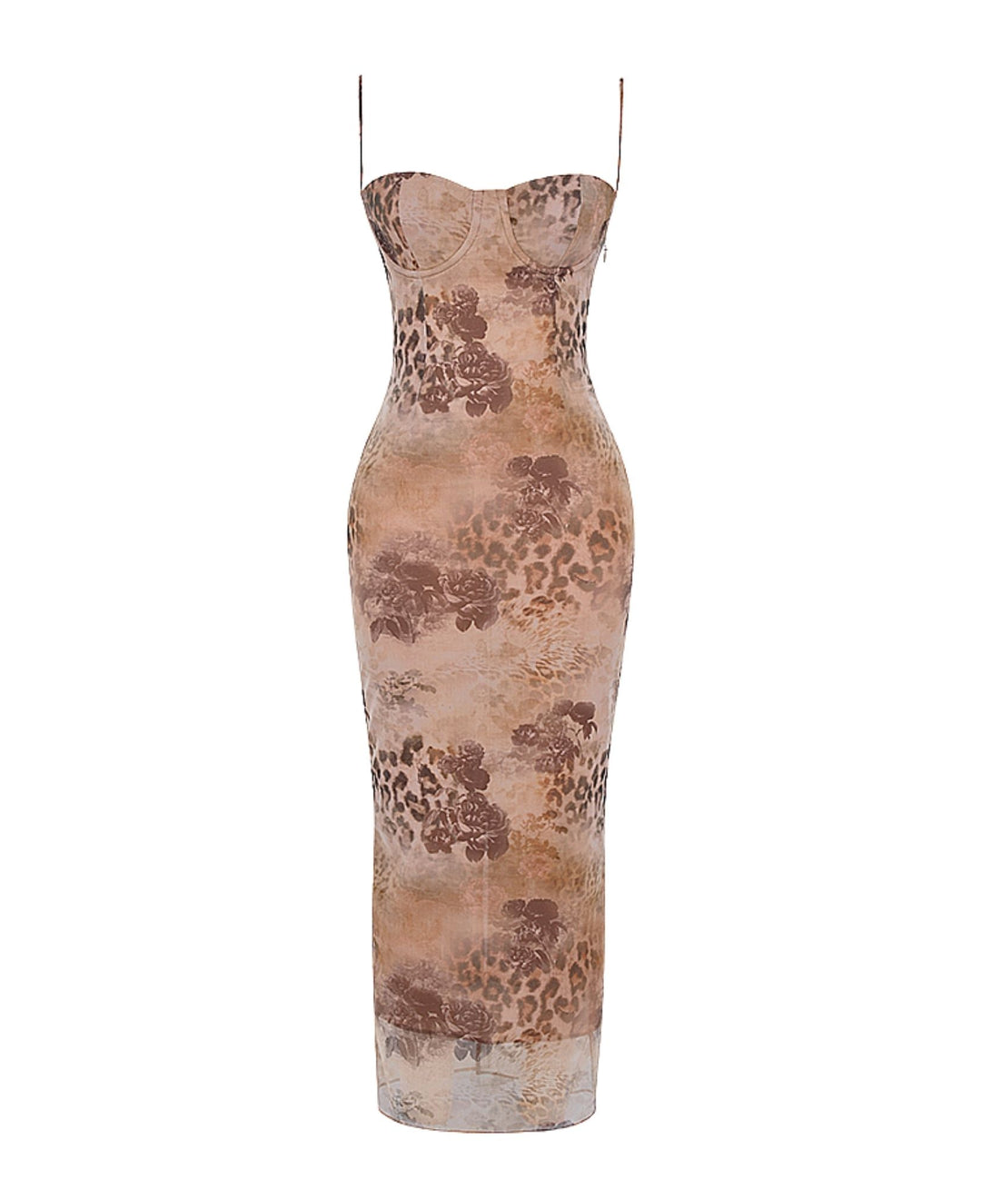 light brown leopard print maxi dress