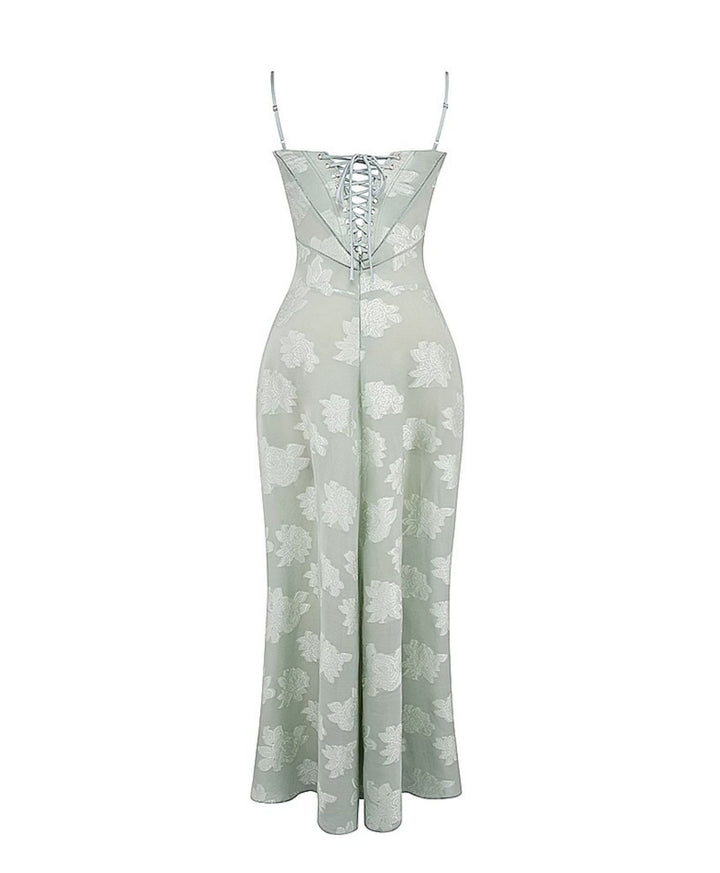 pastel green summer maxi dress back