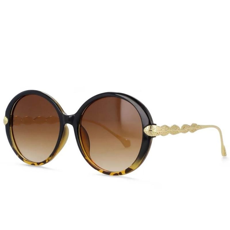 circular leopard sunglasses gold temple