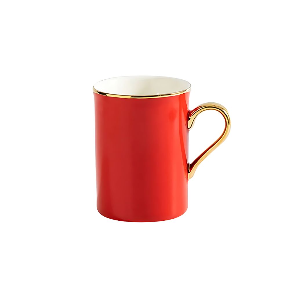 gold trim chinaware mug red