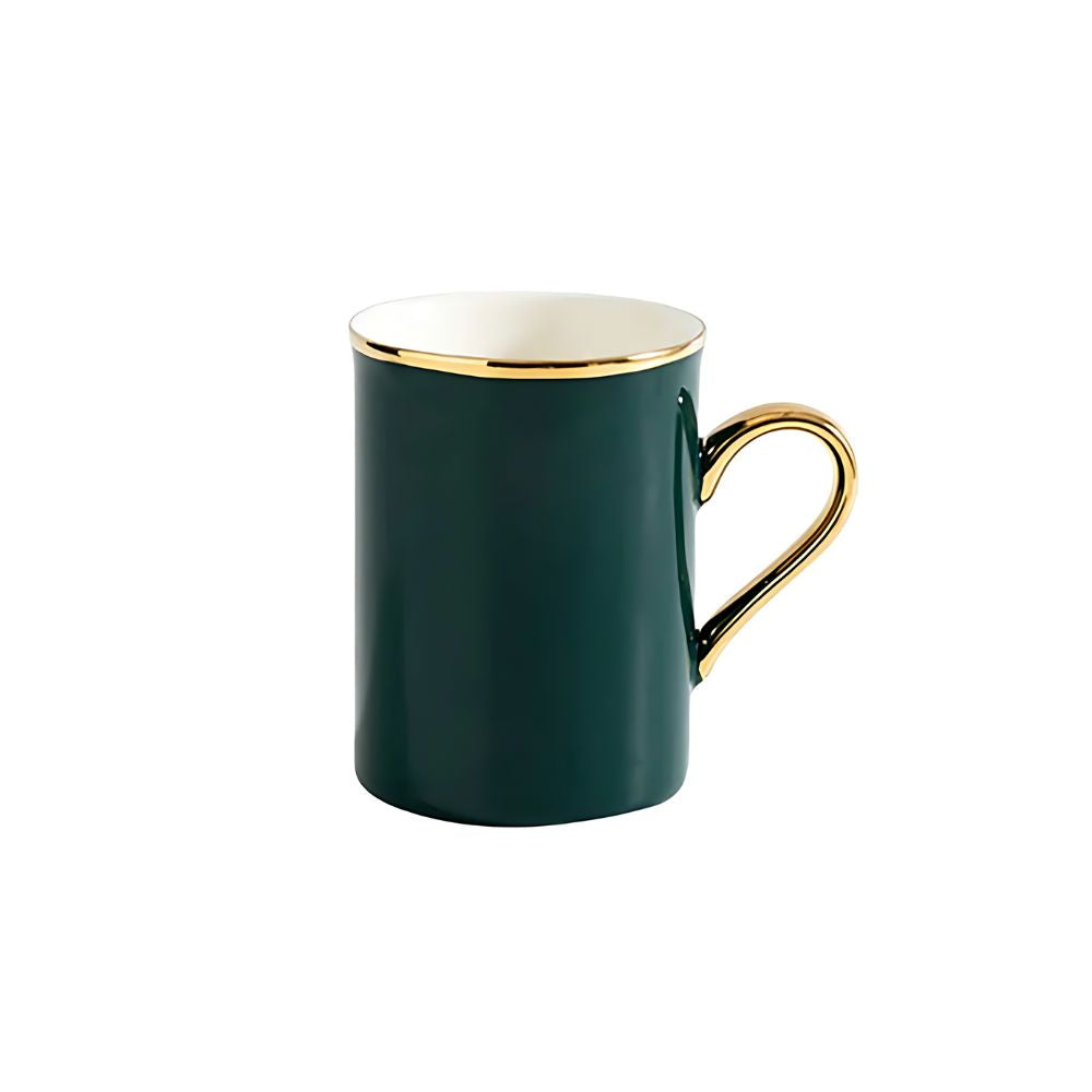 gold trim chinaware mug green