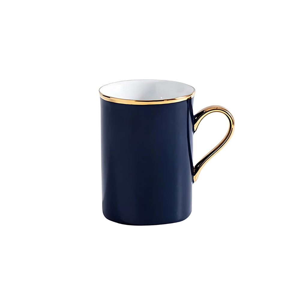 gold trim chinaware mug deep blue