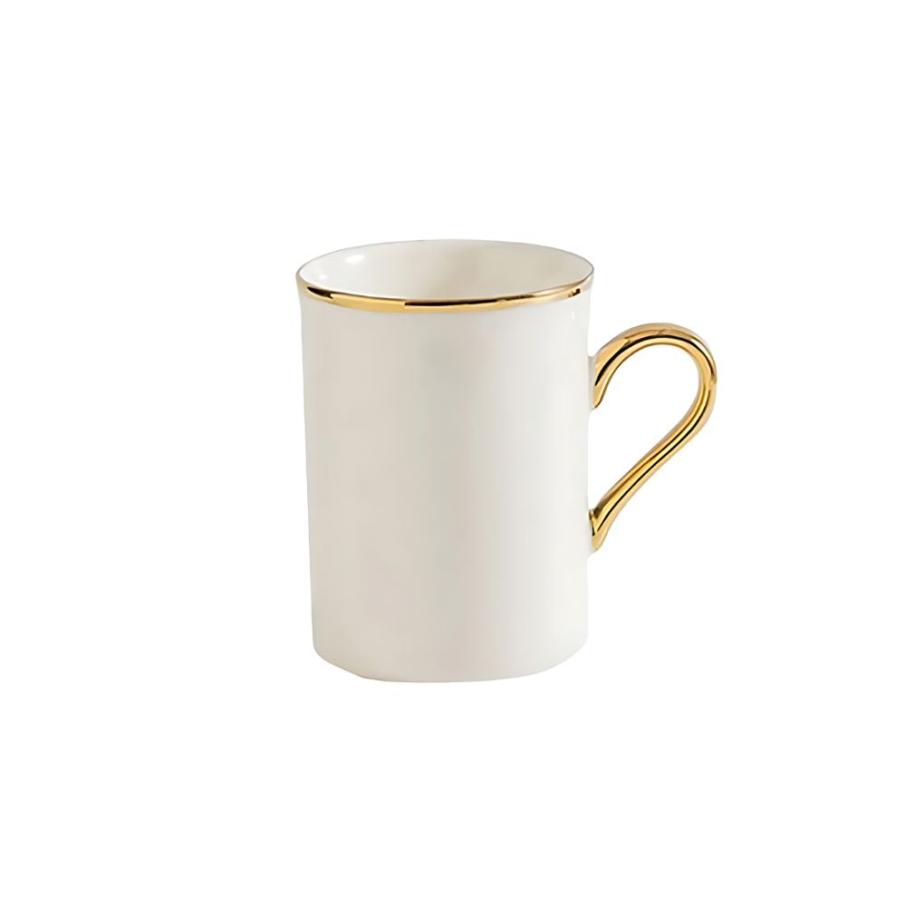 gold trim chinaware mug white