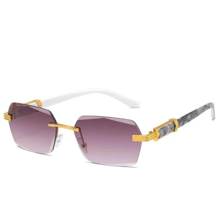 rimless purple sunglasses