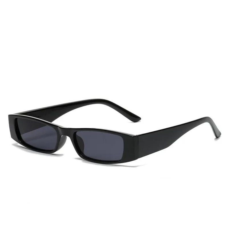 black thin rectangle retro sunglasses