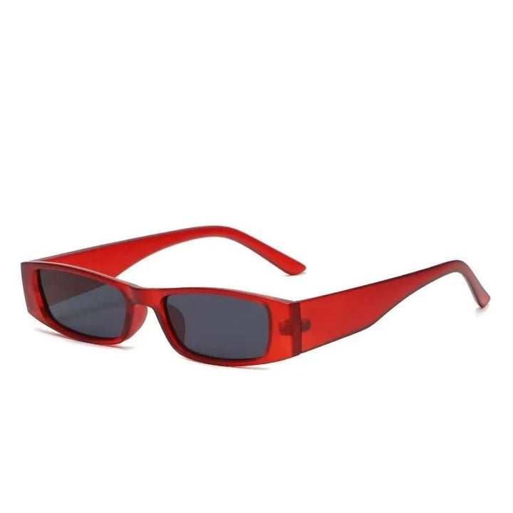 red thin rectangle retro sunglasses