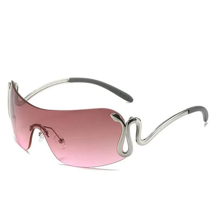 y2k rimless pink sunglasses