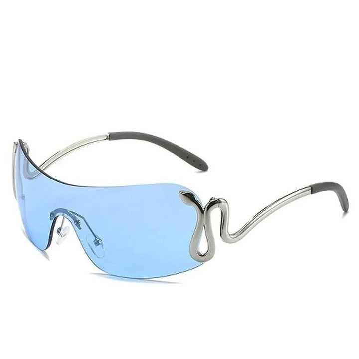 y2k rimless ice blue sunglasses