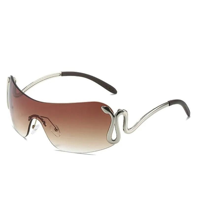 y2k rimless brown sunglasses