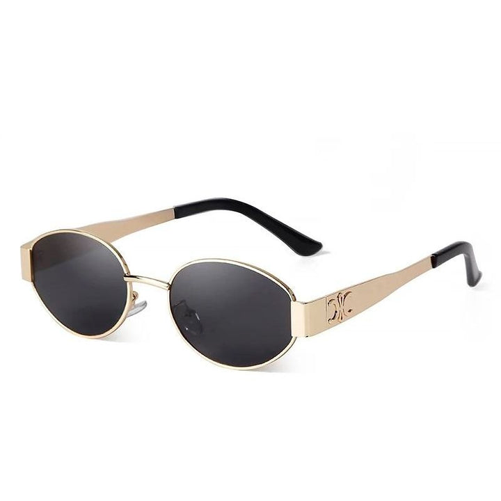 oval black gold sunglasses