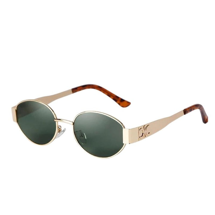 oval green gold sunglasses