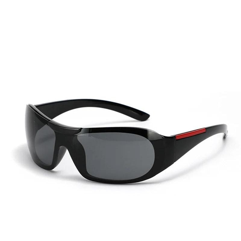 y2k racer sunglasses black red